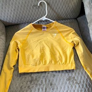 Gymshark Yellow Vital Seamless Long Sleeve Crop Top Large